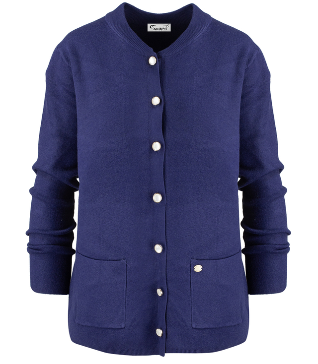 Classic warm thick short cardigan sweater EMILIA decorative buttons