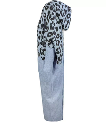 Long cardigan colorful leopard sweater with wool