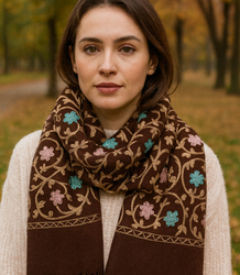 Women's patterned shawl with tassels