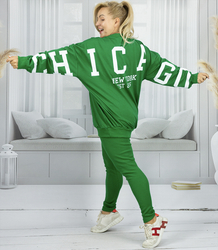 Women's tracksuit loose sweatshirt + ribbed leggings CHICAGO