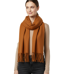 Elegant scarf with tassels in one color