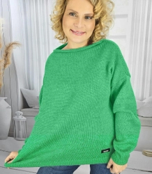 Warm women's oversize sweater boat neckline MARLENA