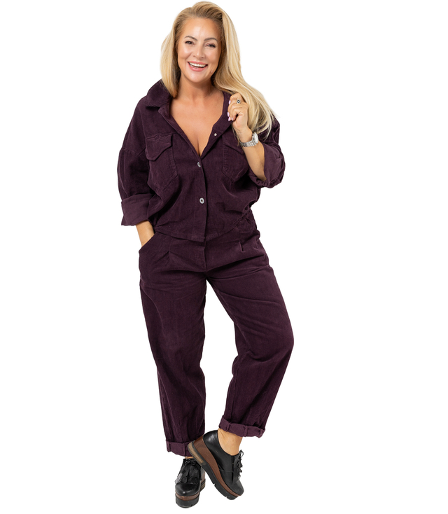 Corduroy set pants with belt and jacket shirt CHICA