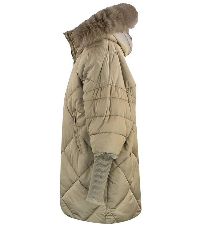 Warm womens winter quilted jacket with a hood and fur NASTY