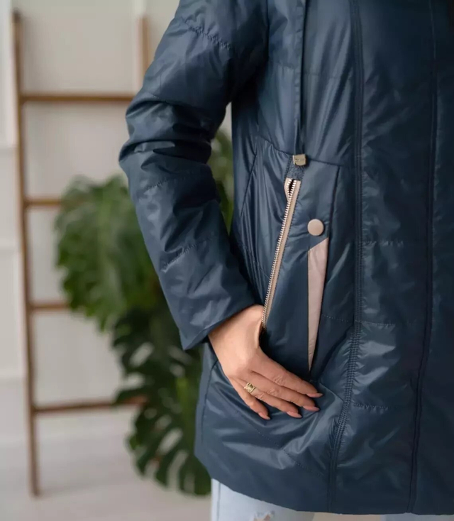 Women's transitional jacket with a quilted hood IZA