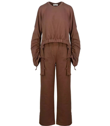 Dres spodnie dzwony bluza dopasowany komplet 