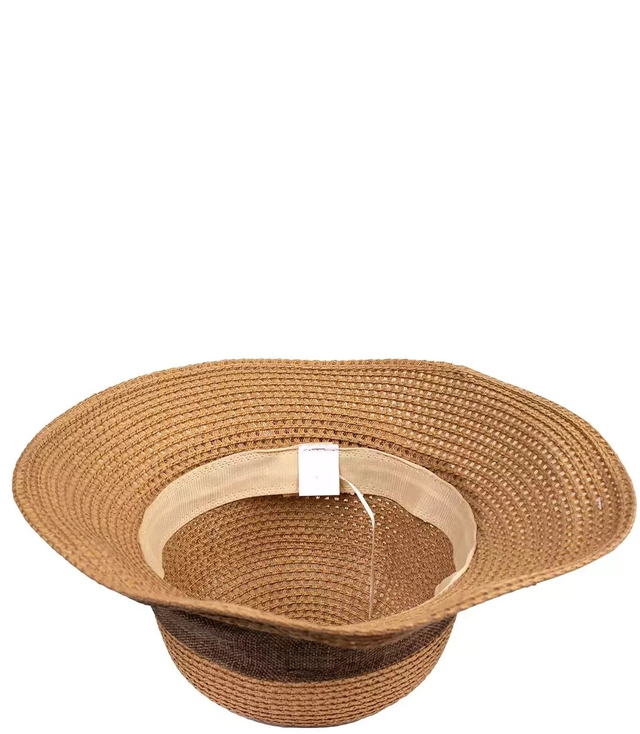 Openwork straw hat with wide ribbon bow