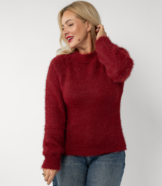 Fluffy short sweater with round neck MILA