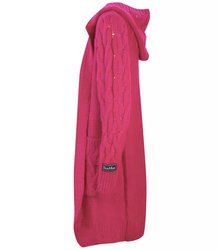 Kardigan Długi Gruby sweter warkocz Wełna