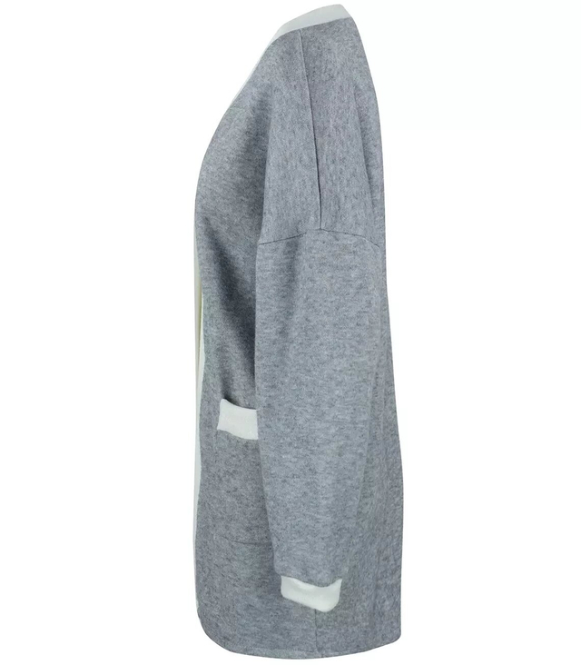 Cardigan straight sweater with white piping LUCY