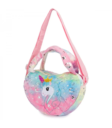 Children's plush heart-shaped bag with unicorn