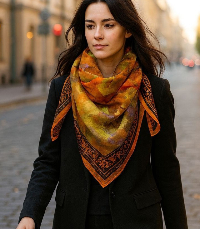 Elegant women's scarf with an insane 70x70 pattern