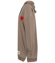 Long oversize dress sweatshirt with hood and heart patch LILLY