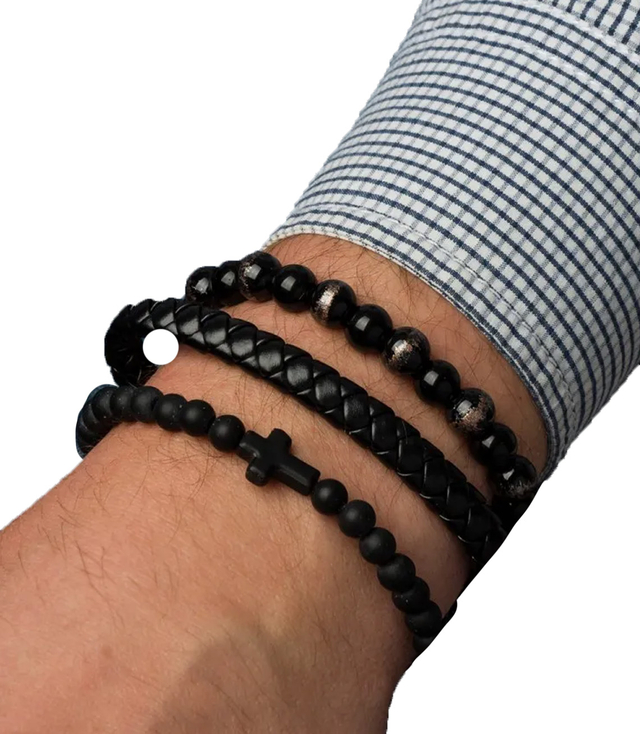 Set of men's bracelets natural stone