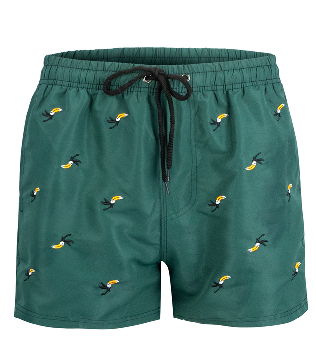 Swimming shorts decorated with a summer pattern on the front