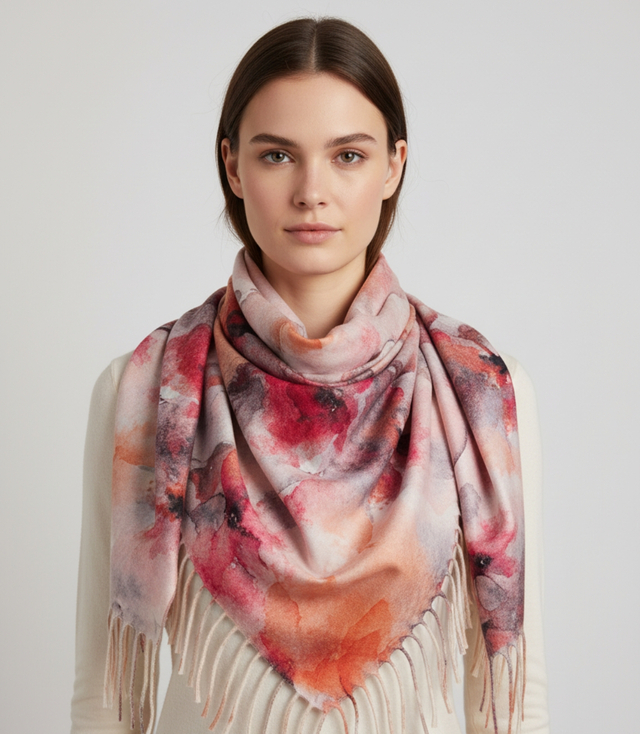 Delicate elegant women's shawl shawl with tassels