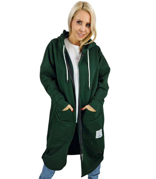 Long women's hoodie. Warm, nice material. Zipper BETH