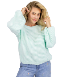 Striped sweater made of soft puffy sleeve material