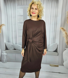 Elegant lead midi dress with sash at waist PAMELA