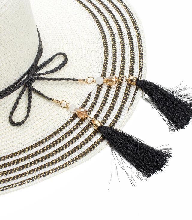 Fashionable large braided hat of braids and beads