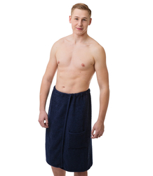 Men's sauna terry cloth kilt with pocket on elastic band