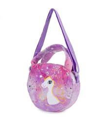 Children's round plush bag with unicorn