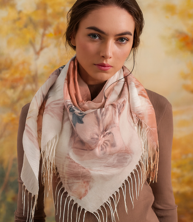 Women's floral pattern scarf 180x70