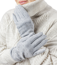 Women's insulated gloves Touch Five-fingered with rhinestones