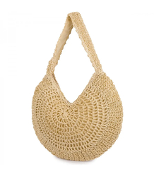 Braided Raffia Hobo Bag Zippered Capacious