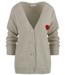 Warm and cozy women's sweater with decorative buttons and heart LOVE