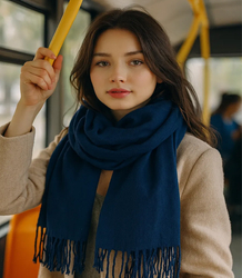 Soft large shawl with tassels uniform classic