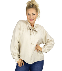 Romantic blouse with binding and brooch ROSE