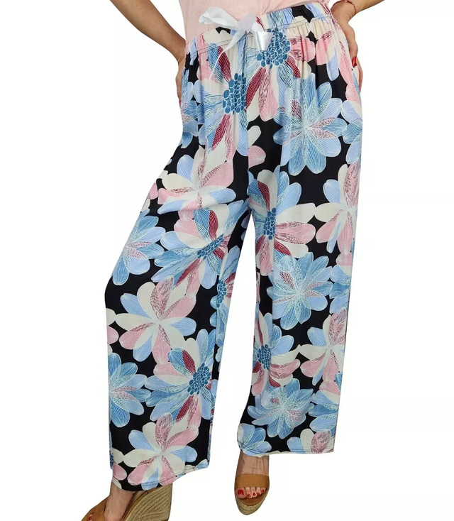 Summer long wide pattern pants LUIZA