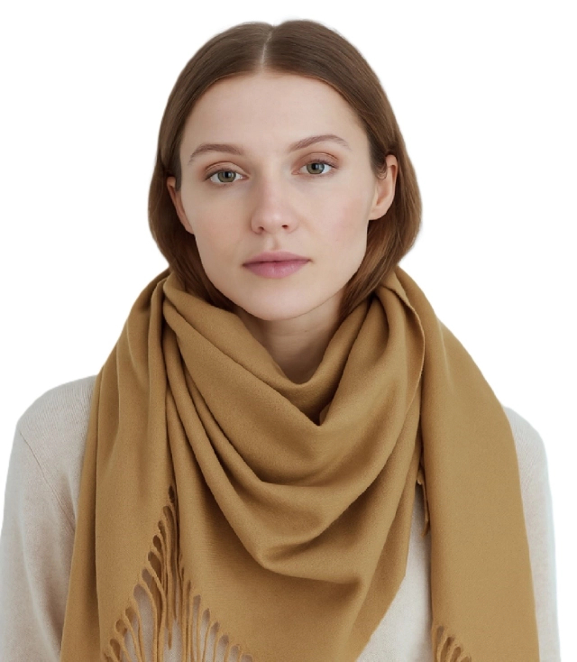 One-color shaik shawl with tassels STELLA
