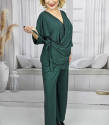 Elegant women's set wide pants draped shirt STELLA