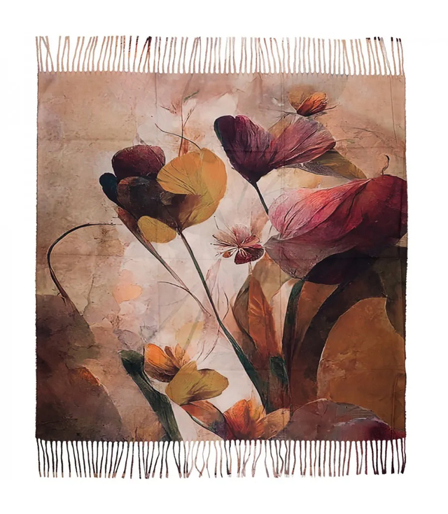 Square shawl scarf for women with tassels AGRAFKA