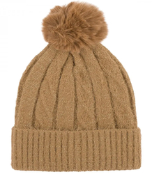 Warm women's cap with pompom and shiny thread autumn winter hat 