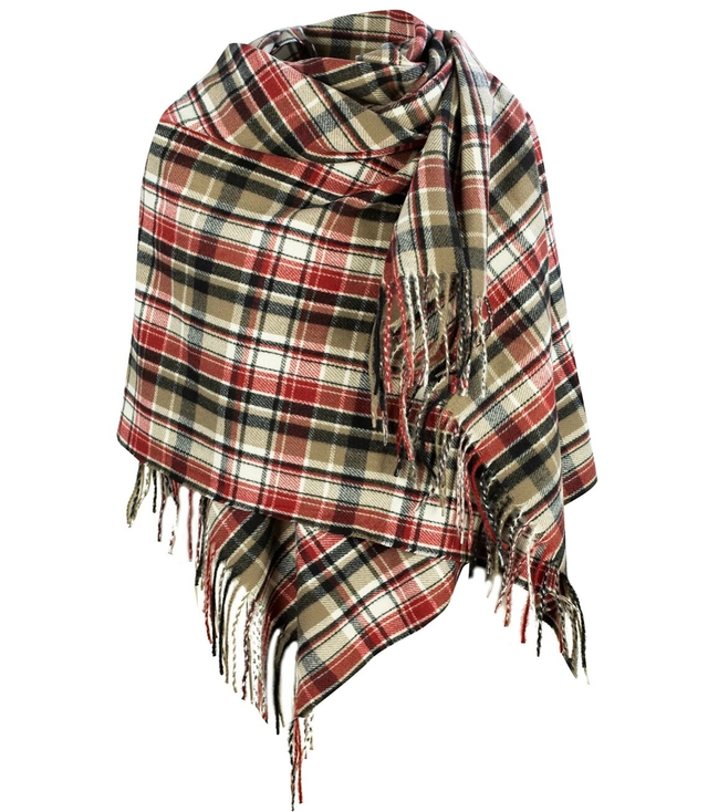 Fashionable shawl scarf plaid checkered tassels