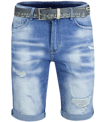 Men's denim shorts, classic shorts + belt