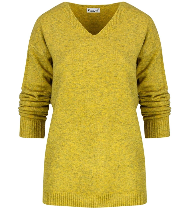 Klasyczny damski sweter w serek wiskoza