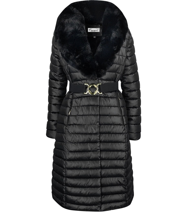 Quilted jacket coat with fur MARY