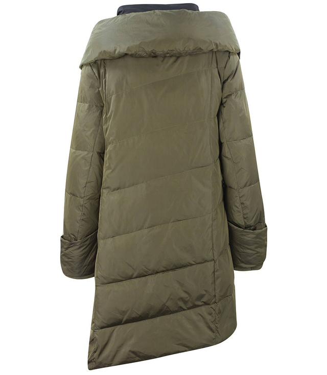 Asymmetrical down coat with a winter vest