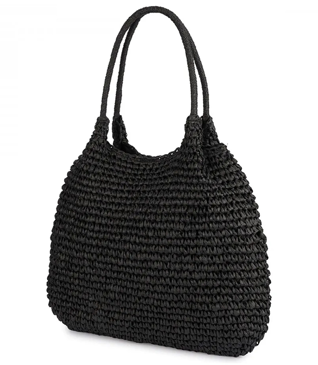 Large braided raffia shoulder bag