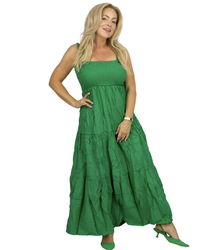 Summer boho strapless maxi dress with ruffles SOLEA