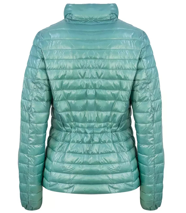 Short transitional quilted jacket with a stand-up collar