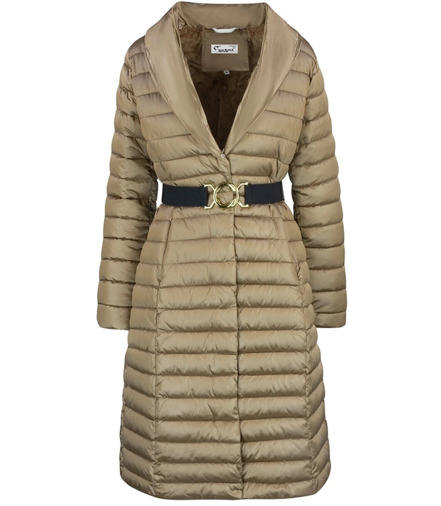 Quilted jacket coat with fur MARY