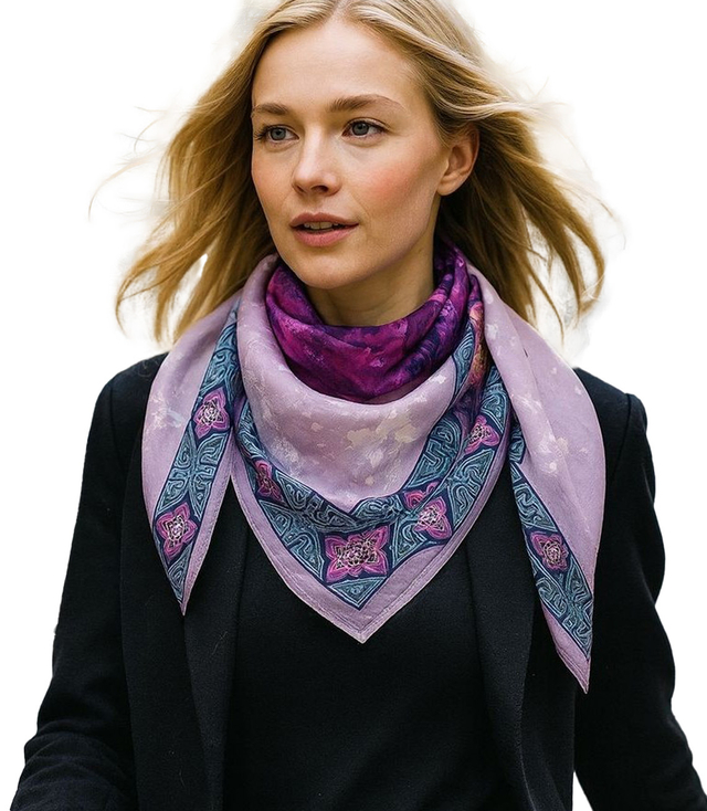 Elegancka kobieca chusta z obłędnym wzorem 70x70