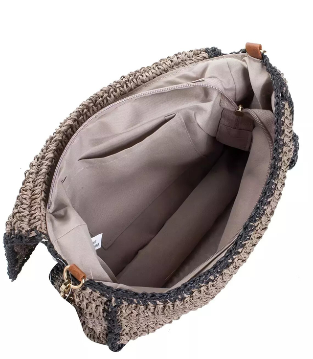 Elegancka torebka na łańcuszku pleciona z rafii