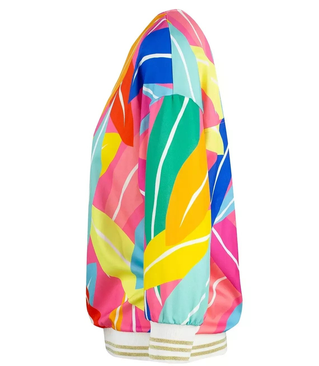 Loose blouse with a welt colorful print