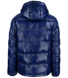 Men's winter quilted jacket with hood and sheen